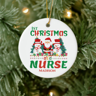 Adorno De Cerámica 1.ª Navidad como Personalizado de enfermería