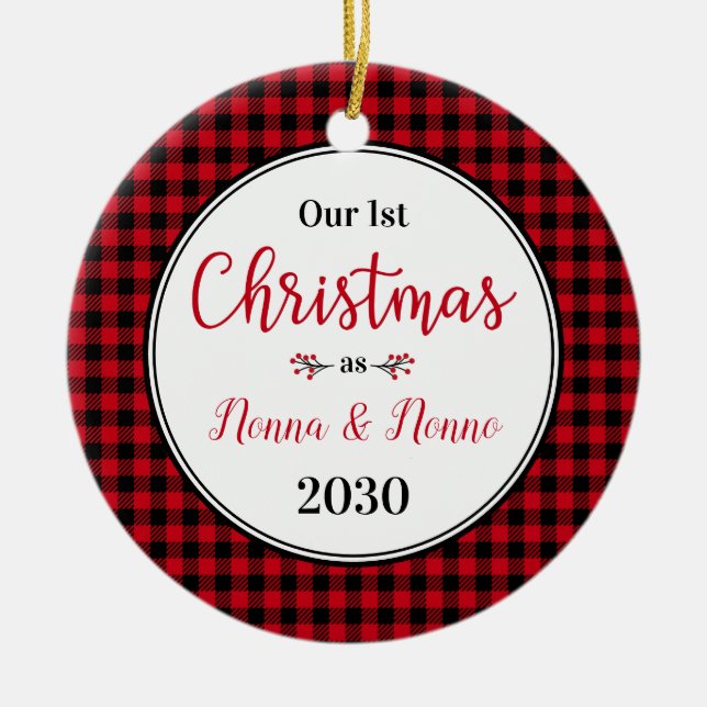 Adorno De Cerámica 1.ª Navidad Nonna Nonno Photo (Frente)