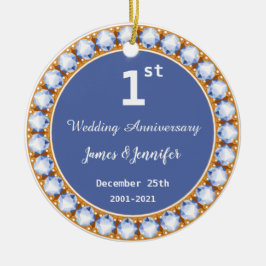 Adorno De Cerámica 1.ᵉʳ Boda Aniversario Nombres personalizados de di