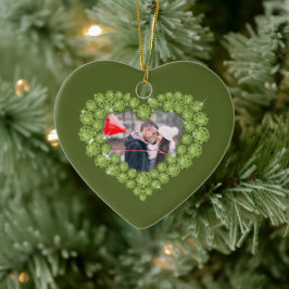 Adorno De Cerámica 1.ᵉʳ boda personalizado foto corazón verde