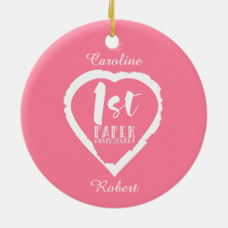 Adorno De Cerámica 1.ᵉʳ corazón de aniversario de boda de papel