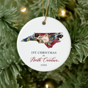 Adorno De Cerámica 1.ᵉʳ Estado Personalizado De Navidades En Carolina