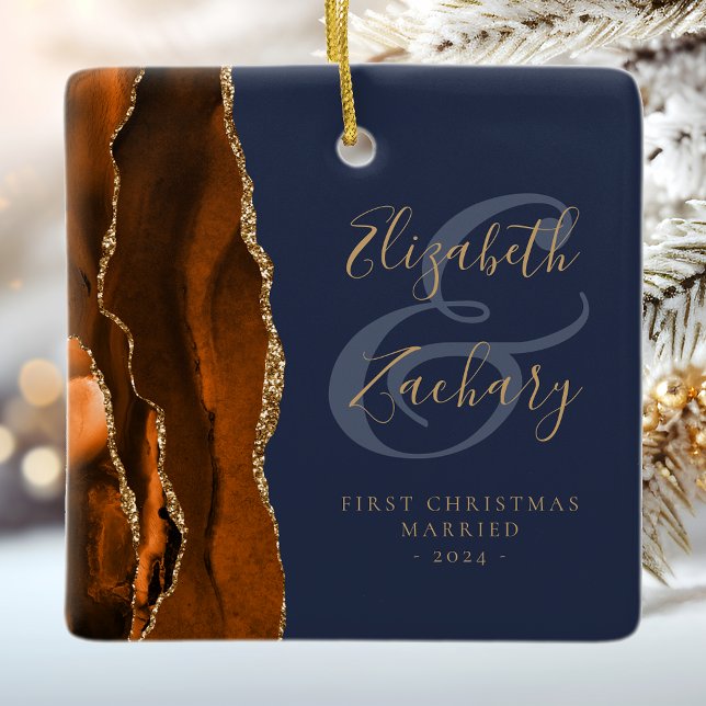 Adorno De Cerámica 1.ᵉʳ Navidad casado Naranja quemado agate marina a (Subido por el creador)