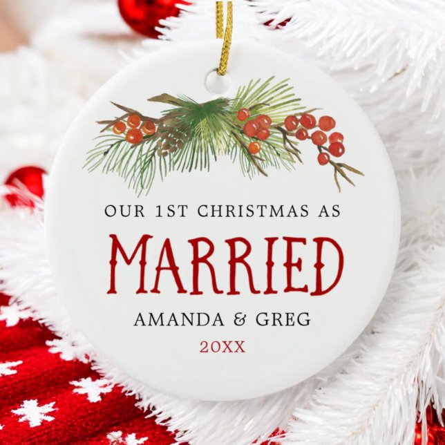 Adorno De Cerámica 1.ᵉʳ Navidad como foto de recién casados (Subido por el creador)