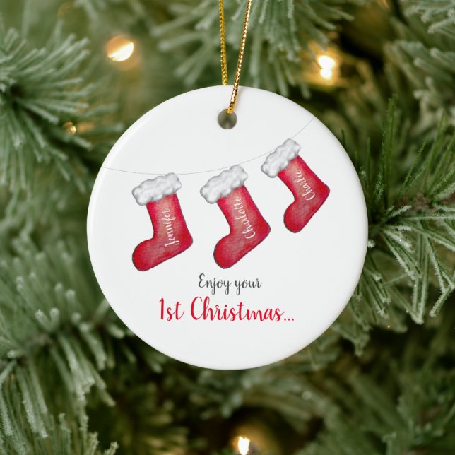 Adorno De Cerámica 1.ᵉʳ Navidad con recién nacido (Árbol)