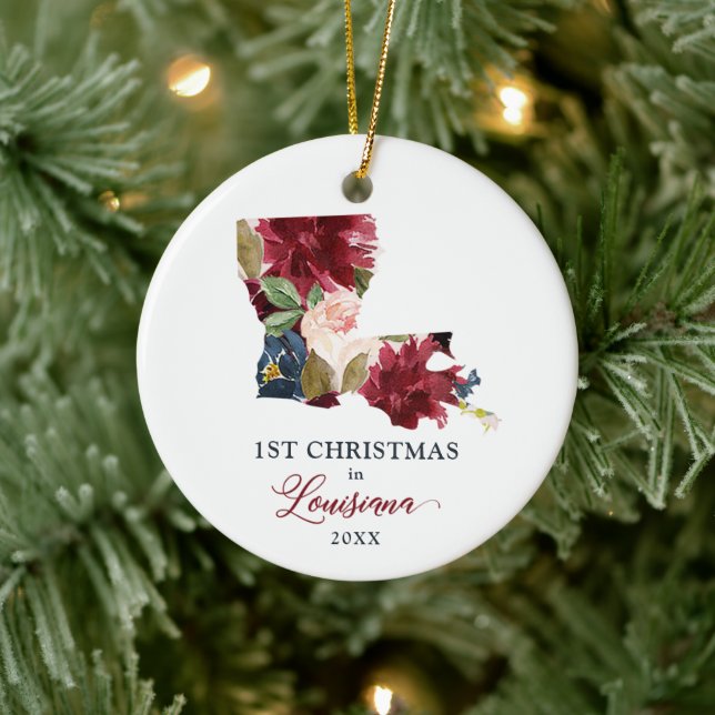 Adorno De Cerámica 1.ᵉʳ Navidad De La Floral Personalizada De Luisian (Árbol)