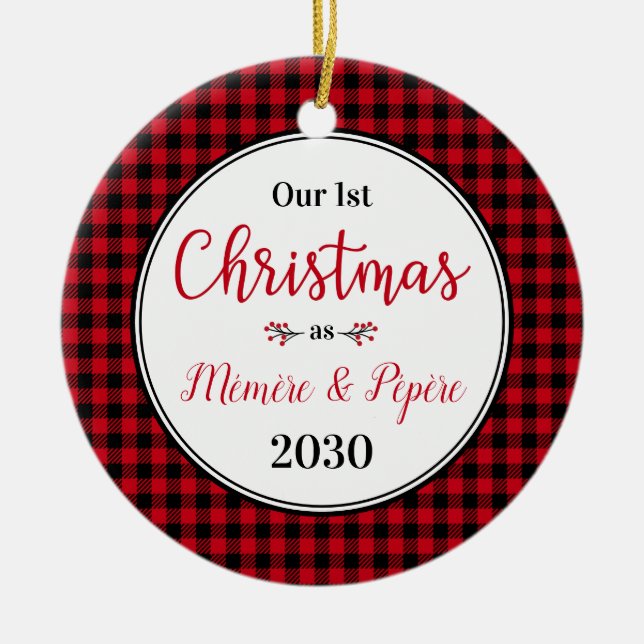 Adorno De Cerámica 1.ᵉʳ Navidad Memere Pepere Photo (Frente)