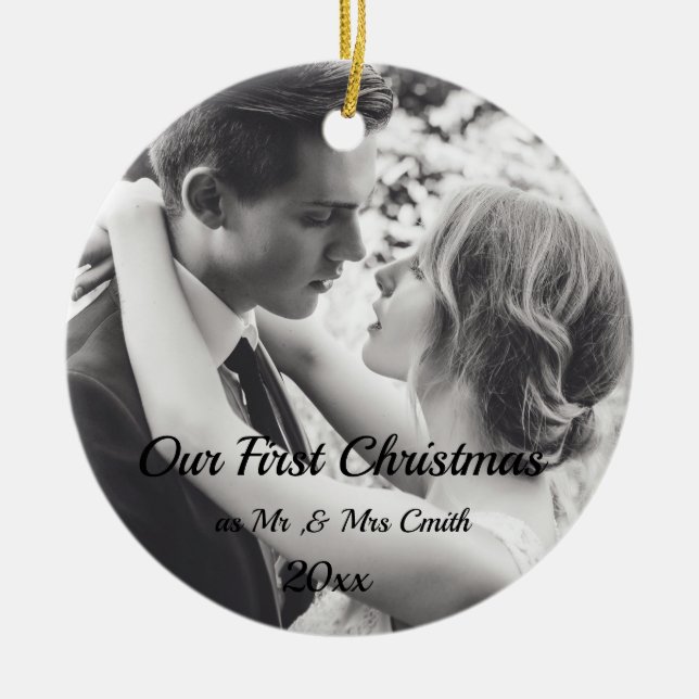 Adorno De Cerámica 1.ᵉʳ navidades, navidades recién casados, navidade (Frente)