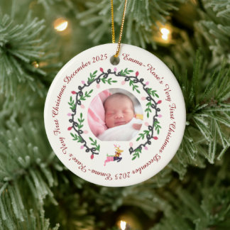 Adorno De Cerámica 1er Ciervo de Navidad con Corona Personalizable2