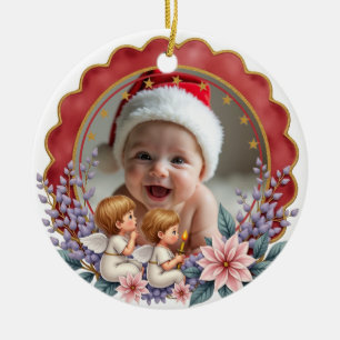 Adorno De Cerámica 1er Navidad 2 caras Ángel's First Noel