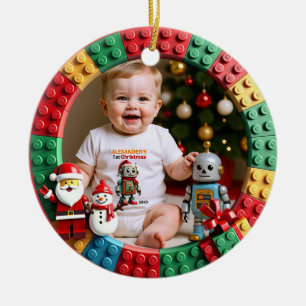 Adorno De Cerámica 1er Navidad 2 caras, Comienzos Brillantes