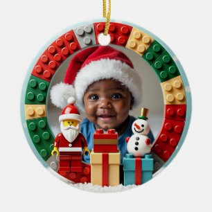 Adorno De Cerámica 1er Navidad 2 caras Constructor Festivo