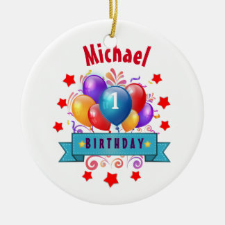 Adorno De Cerámica 1r Globos coloridos festivos V10IZ del cumpleaños