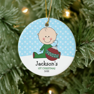 Adorno De Cerámica 1r navidad del bebé lindo personalizado