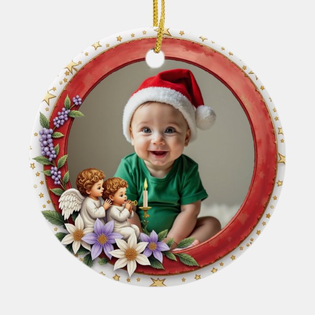 Adorno De Cerámica 1st Christmas 2 sided Cherub Joy (Frente)