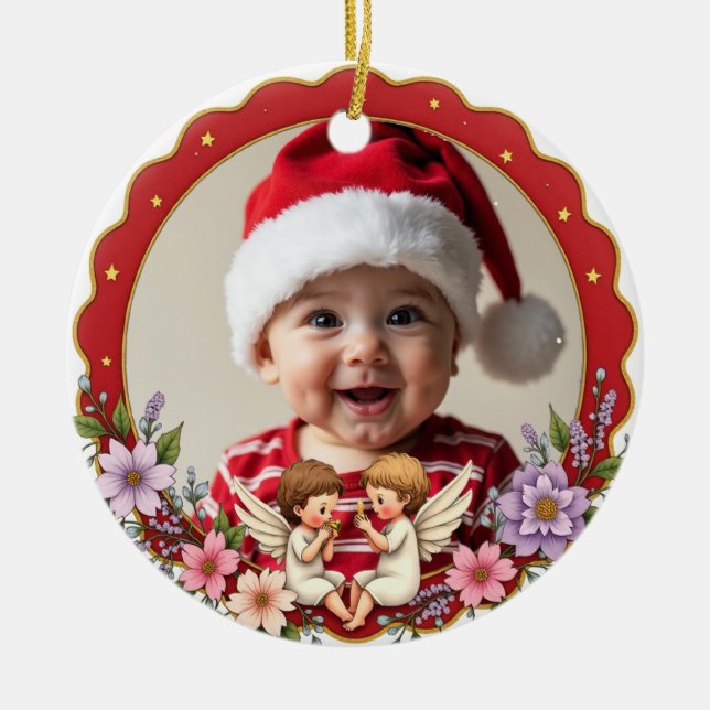 Adorno De Cerámica 1st Christmas 2 sided Golden Keepsake (Frente)