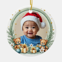 Adorno De Cerámica 1st Christmas 2 sided, Rainbow Wishes