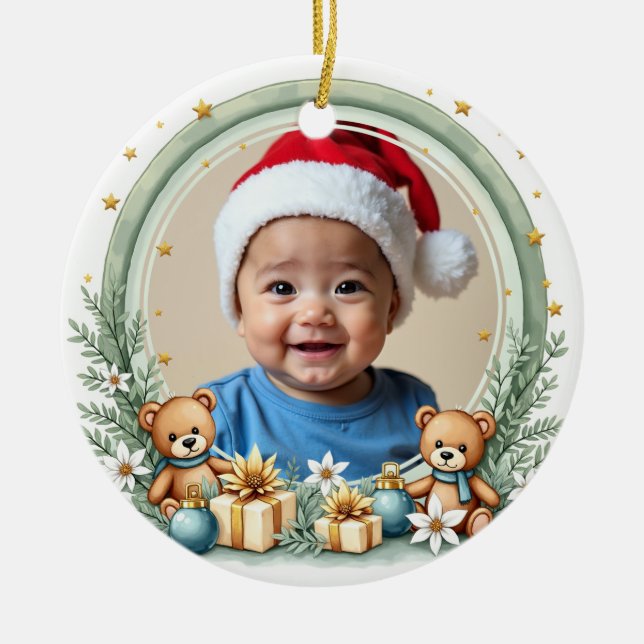 Adorno De Cerámica 1st Christmas 2 sided, Rainbow Wishes (Frente)