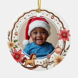 Adorno De Cerámica 1st Christmas 2 sided, Toy Box Treasures