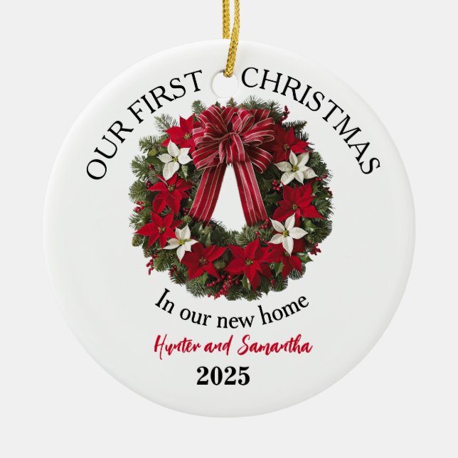 Adorno De Cerámica 1st Christmas New Home Personalized Ornament (Frente)