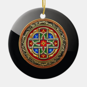 Adorno De Cerámica [200] Cruz Celta [Oro+Esmalte]