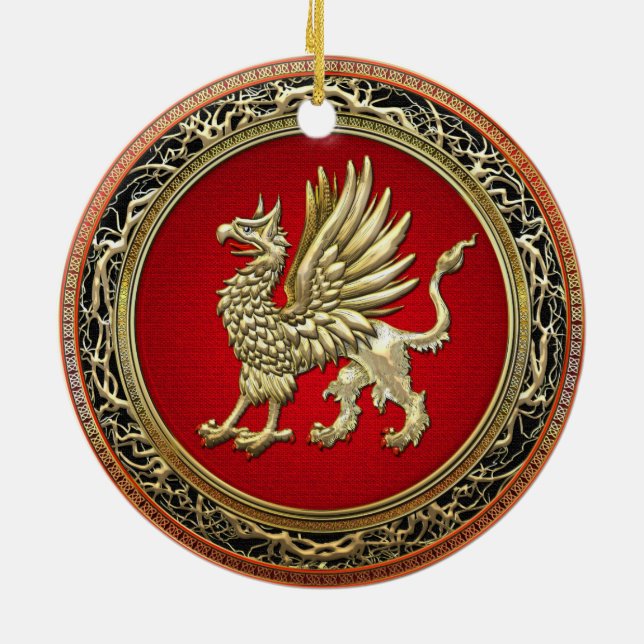 Adorno De Cerámica [200] Grifo sagrado del oro (Atrás)