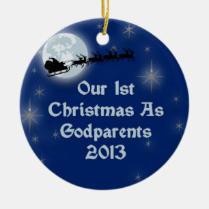 Adorno De Cerámica 2013 nuestro 1r navidad como Godparents