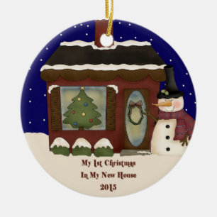 Adorno De Cerámica 2015 mi nuevo muñeco de nieve casero del navidad
