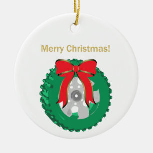 Adorno De Cerámica 2019 Feliz corona navideña por un neumático