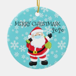 Adorno De Cerámica 2020 Feliz Navidad Santa Cuarentena