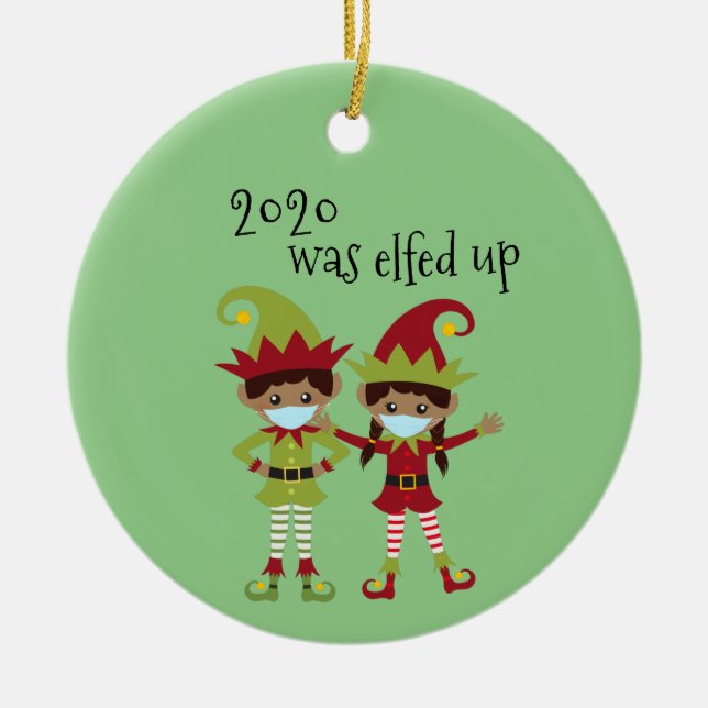 Adorno De Cerámica 2020 fue adulto con máscara de cara de cóvid (Frente)