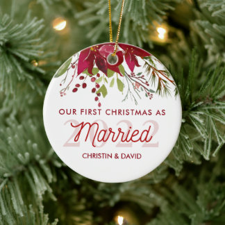 Adorno De Cerámica 2022 Nuestra Primera Navidad Como Casada