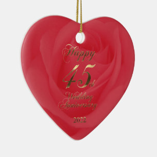 Adorno De Cerámica 2022 Red Sapphire Wedding Happy 45th Anniversary
