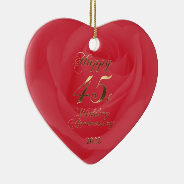 Adorno De Cerámica 2022 Red Sapphire Wedding Happy 45th Anniversary (Derecha)