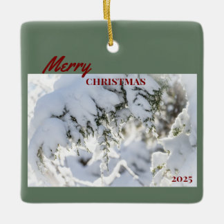 Adorno De Cerámica 2025 Christmas Ornament: Snow-covered Evergreen