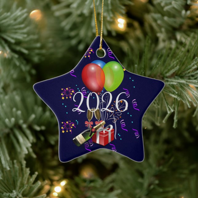 Adorno De Cerámica 2026 Celebrar, tiempo para el fiesta. (Árbol)