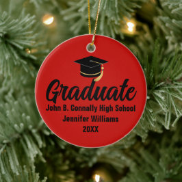 Adorno De Cerámica 2026 Graduate Photo Custom Red Black Graduation