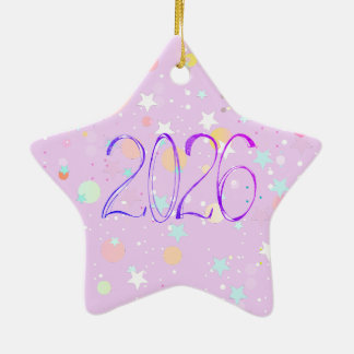 Adorno De Cerámica 2026 number new year drawing cute pastel Ornament