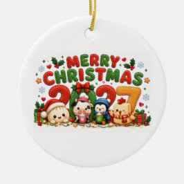 Adorno De Cerámica 2027 Feliz Navidad