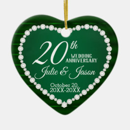 Adorno De Cerámica 20.º Aniversario Boda | Esmeralda y plata