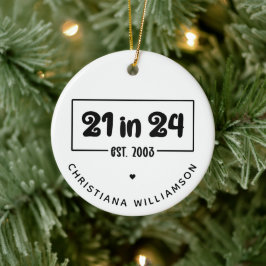 Adorno De Cerámica 21º cumpleaños 21 personalizado en 24 Est 2003 Cum
