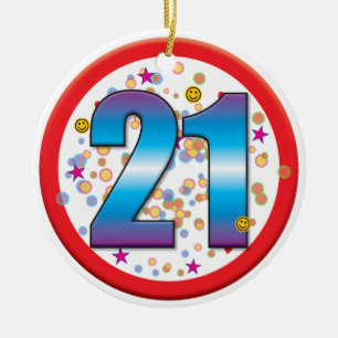 Adorno De Cerámica 21º cumpleaños v2
