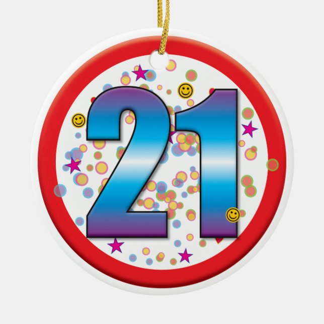 Adorno De Cerámica 21º cumpleaños v2 (Frente)