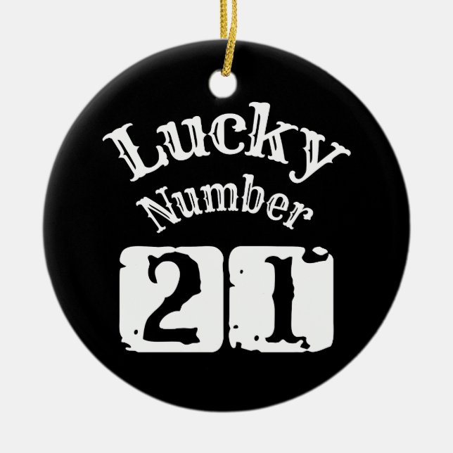 Adorno De Cerámica 21 - Lucky Número 21 Luck (Frente)