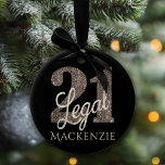 Adorno De Cerámica 21 y legal | Taupe 21st Birthday Keepsake<br><div class="desc">¡Tener 21 años y finalmente ser legal es un gran hito! Este tema de cumpleaños "21 y legal" inspirado en el grunge glam presenta un falso purpurina con un overlay de guiones para la manera perfecta de celebrar y conmemorar el evento. Para personalizaciones u otros colores, por favor visite JustFharryn...</div>