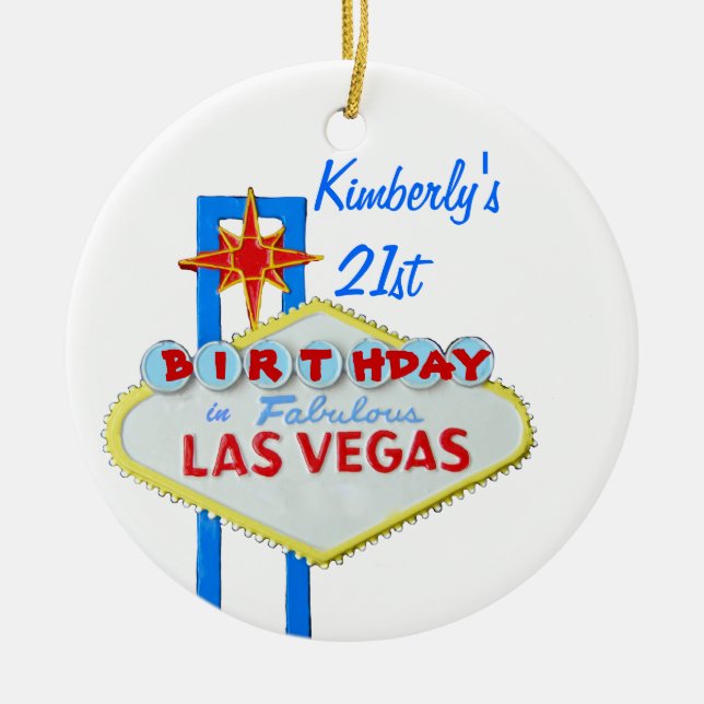 Adorno De Cerámica 21ro Fiesta de cumpleaños Las Vegas (Frente)