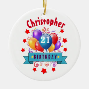 Adorno De Cerámica 21ro Globos coloridos festivos C01AZ del