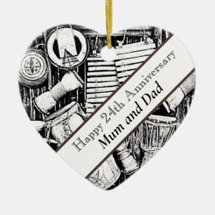 Adorno De Cerámica 24° aniversario editable