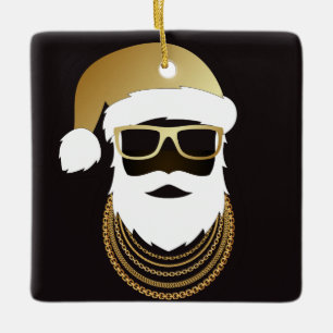 Adorno De Cerámica 24 Karat Hip Hop Santa Ornament