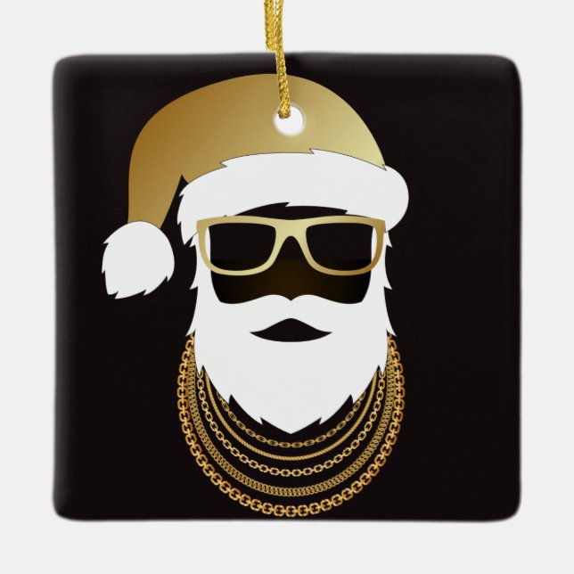 Adorno De Cerámica 24 Karat Hip Hop Santa Ornament (Anverso)